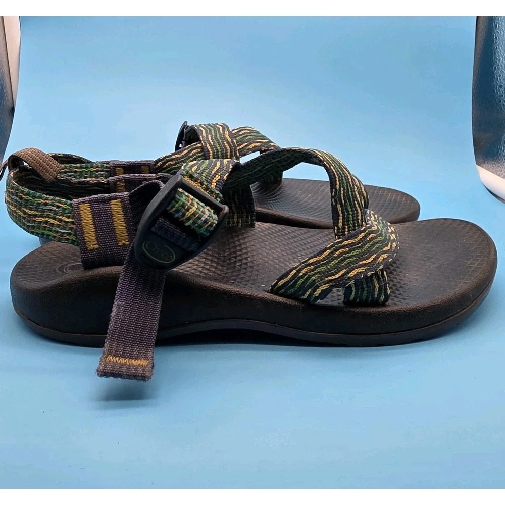 CHACO Z/1 Ecotread Girl's Size 5 Waterproof Sports Sandals Blue Green Yellow